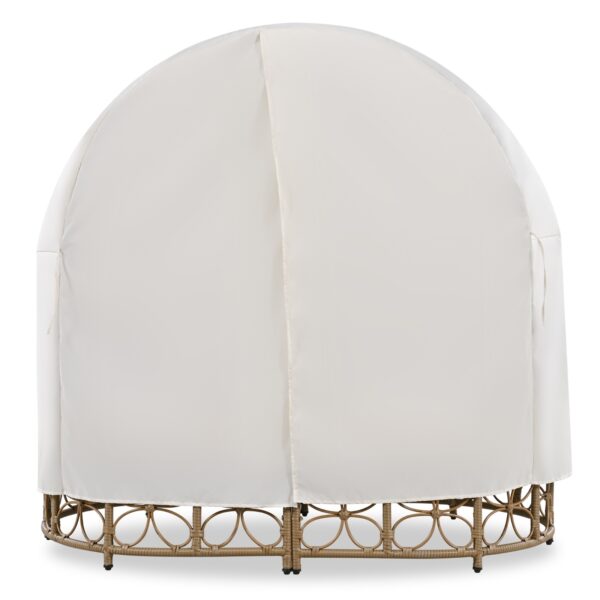 GO 59.8  Daybed Outdoor Sunbed With Colorful Pillows, Wicker Patio Daybed With Curtain, Floral Patte - Image 4