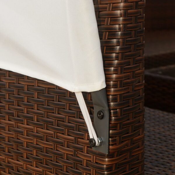 vidaXL 9 Piece Patio Lounge Set with Canopies Poly Rattan Brown - Image 2