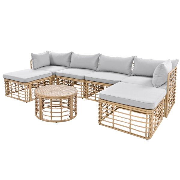 GO 7 Pieces Outdoor Patio Furniture, All-Weather Rattan Sectional Sofa Set With Thick Cushions And P - Image 2