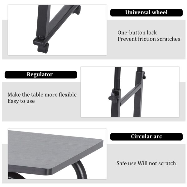 Adjustable Laptop Cart Mobile Computer Desk Overbed Writing Table with Wheels 02# - Image 2