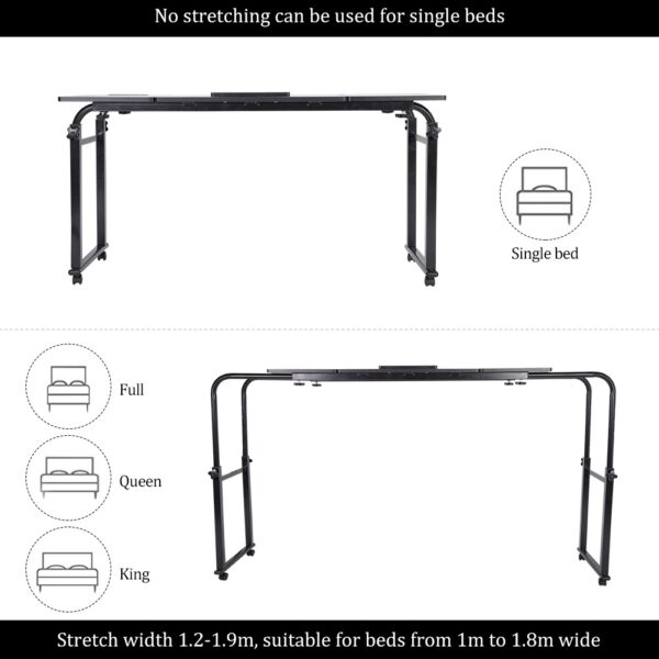 Adjustable Laptop Cart Mobile Computer Desk Overbed Writing Table with Wheels 02# - Image 8